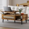 thumbnail image 1 of MUZZ 47-Inch Wooden Lift Top Coffee Table with Storage Shelf and Hidden Compartment,Center Table with Rattan Weaving for Home/Living Room/Office(Style 11), 1 of 6