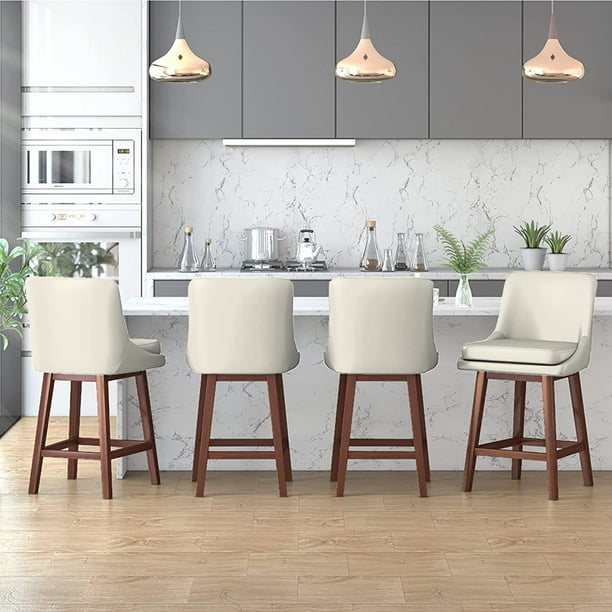 MUZZ Counter Height Bar Stools, Set of 4 Faux Leather Bar stools with