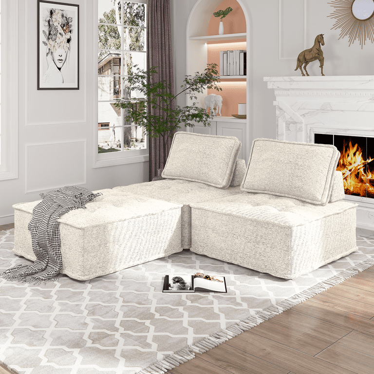 75 in. Light Grey Fabric 3-Seater Loveseat Modern Living Room Furniture Sofa Removable Seat Cushion