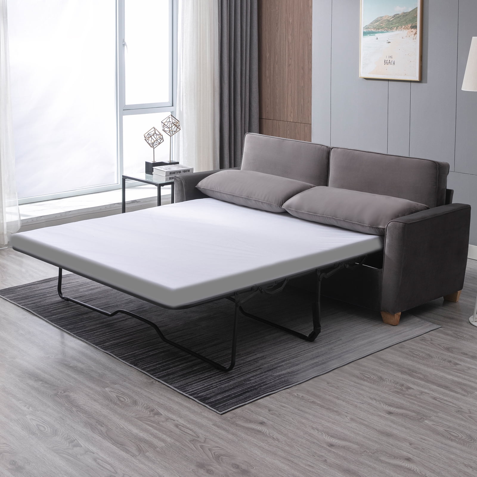 MUZZ Full Size Pull Out Sofa Bed, 2-in-1 Convertible Sleeper Couch with ...