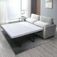 thumbnail image 1 of MUZZ Full Size Pull Out Sofa Bed, 2-in-1 Convertible Sleeper Couch with Memory Foam Mattress, Velvet Loveseat Sleeper Sofa Bed for Living Room/Apartment, Light Grey, 1 of 8
