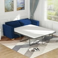 thumbnail image 1 of MUZZ Full Size Pull Out Sofa Bed, Velvet Sofa Couvh with Pull Out Bed, Sleeper Sofa Couch with Foam Mattress, 2-in-1 Sleeper Couch Bed for Living Room/Apartment/Small Spaces (Blue), 1 of 9