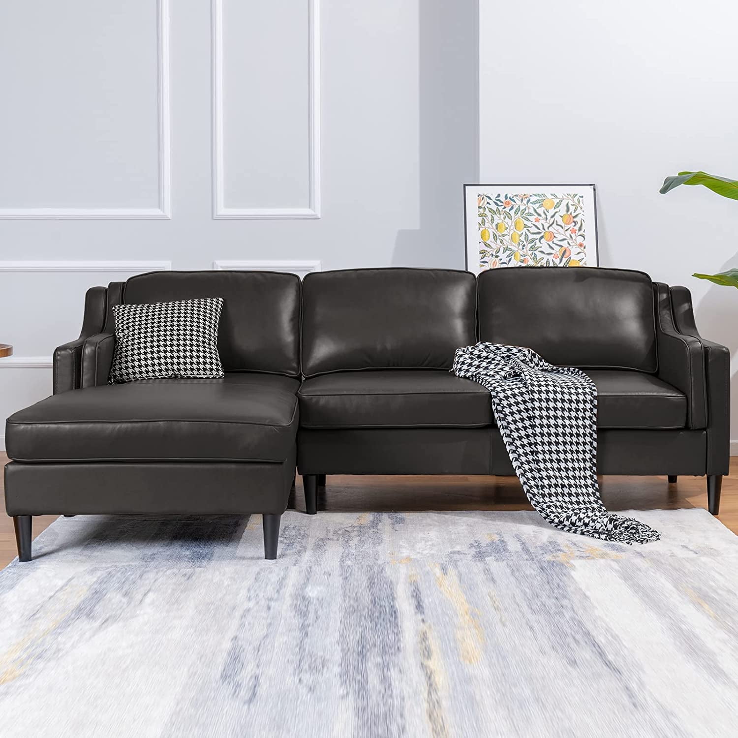 MUZZ Modern Furniture, Genuine Leather L-Shaped Sectional MUZZ Modern Furniture, Genuine Leather L-Shaped Sectional