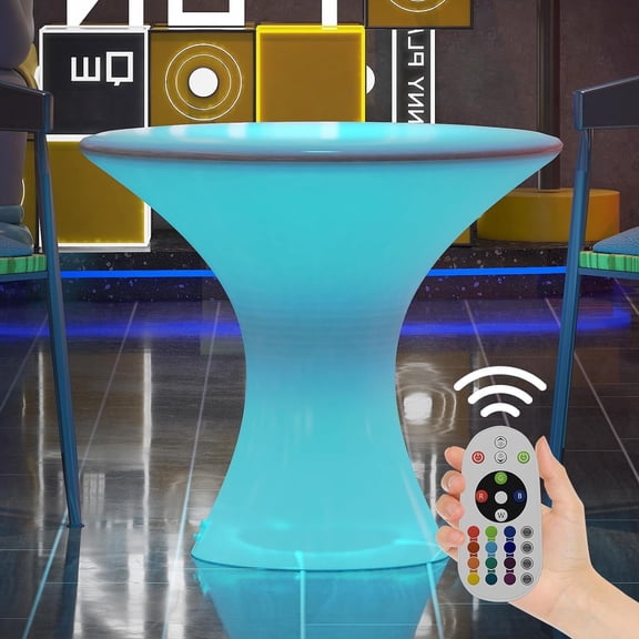 MUZZ Hourglass LED Light Up Cocktail Bar Table with Remote Control&16 RGB Colors Changing for Club