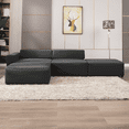 thumbnail image 1 of MUZZ L-Shape Modular Sectional Sofa,Oversized Faux Leather Couch for Living Room(Dark Grey), 1 of 7