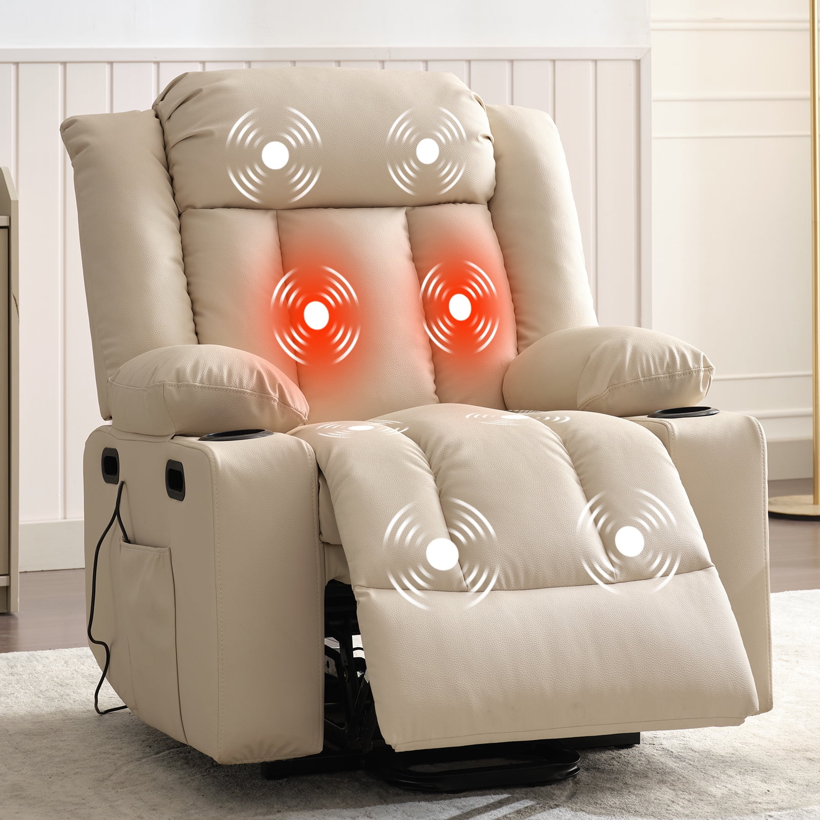 MUZZ Large Ergonomic Power Lift Recliner Chair with Heat and Massage