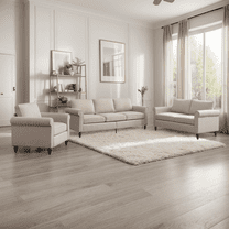 MUZZ Living Room Furniture Sets with 5.9"Upholstered Cushion, 3-Seater Sofa Couch, Loveseat and Single Sofa Chair, Sofa Set for Living Room(Beige)