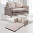 thumbnail image 1 of MUZZ Loveseat Floor Sleeper Sofa Bed,Futon 2-in-1 Pull Out Couch Bed with Cushion for Living Room,Beige, 1 of 7