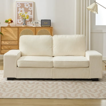 MUZZ Loveseat Sofa, 71" Modular Upholstered Corduroy Couch, Love Seat Couches for Living Room, Bedroom, Small Space, Beige