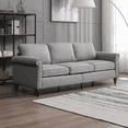 thumbnail image 1 of MUZZ Modern Linen 3-Seater Sofa with 5.9" Upholstered Cushion for Living Room/Apartment(Light Grey), 1 of 6