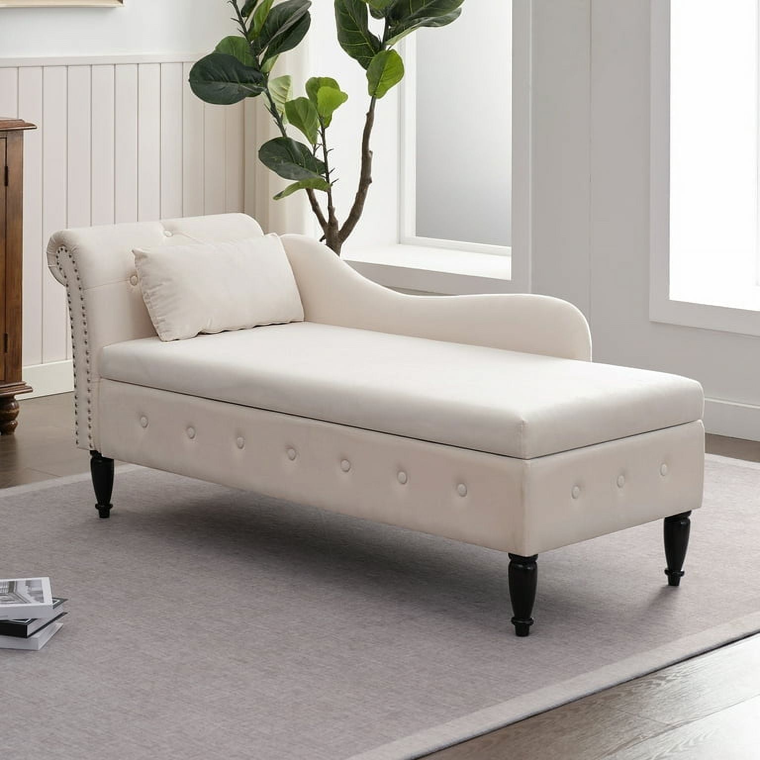 MUZZ Modern Velvet Chaise Lounge Indoor Chair Tufted Long Lounge