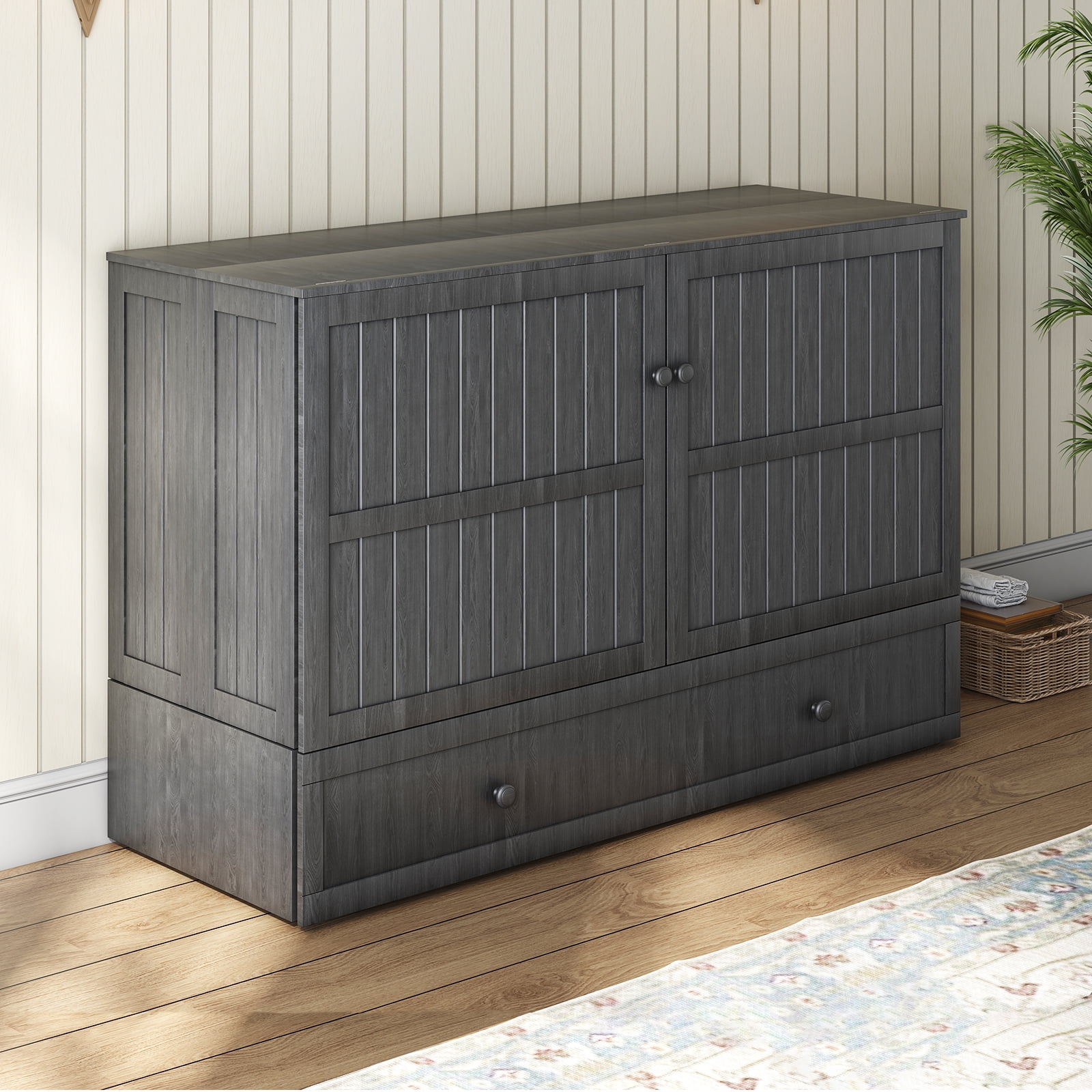 MUZZ Murphy Bed with Trifold Foam Mattress, Bed with USB