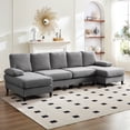 thumbnail image 1 of MUZZ U-Shape Sectional Sofa, Oversized Modular Sofa and Couch, 4 Seater Sleeper Couch w/Double Chaise, Light Grey, 1 of 8