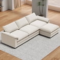 thumbnail image 1 of MUZZ Sectional Sofa with Ottoman, Small L Shaped Free Combination Velvet Couch Furniture for Living Room,Beige, 1 of 8