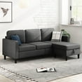 thumbnail image 1 of MUZZ Small Space Sectional Sofa – L-Shaped with Storage Ottoman & Movable Modules, Dark Grey Linen Living Room Couch, 1 of 7