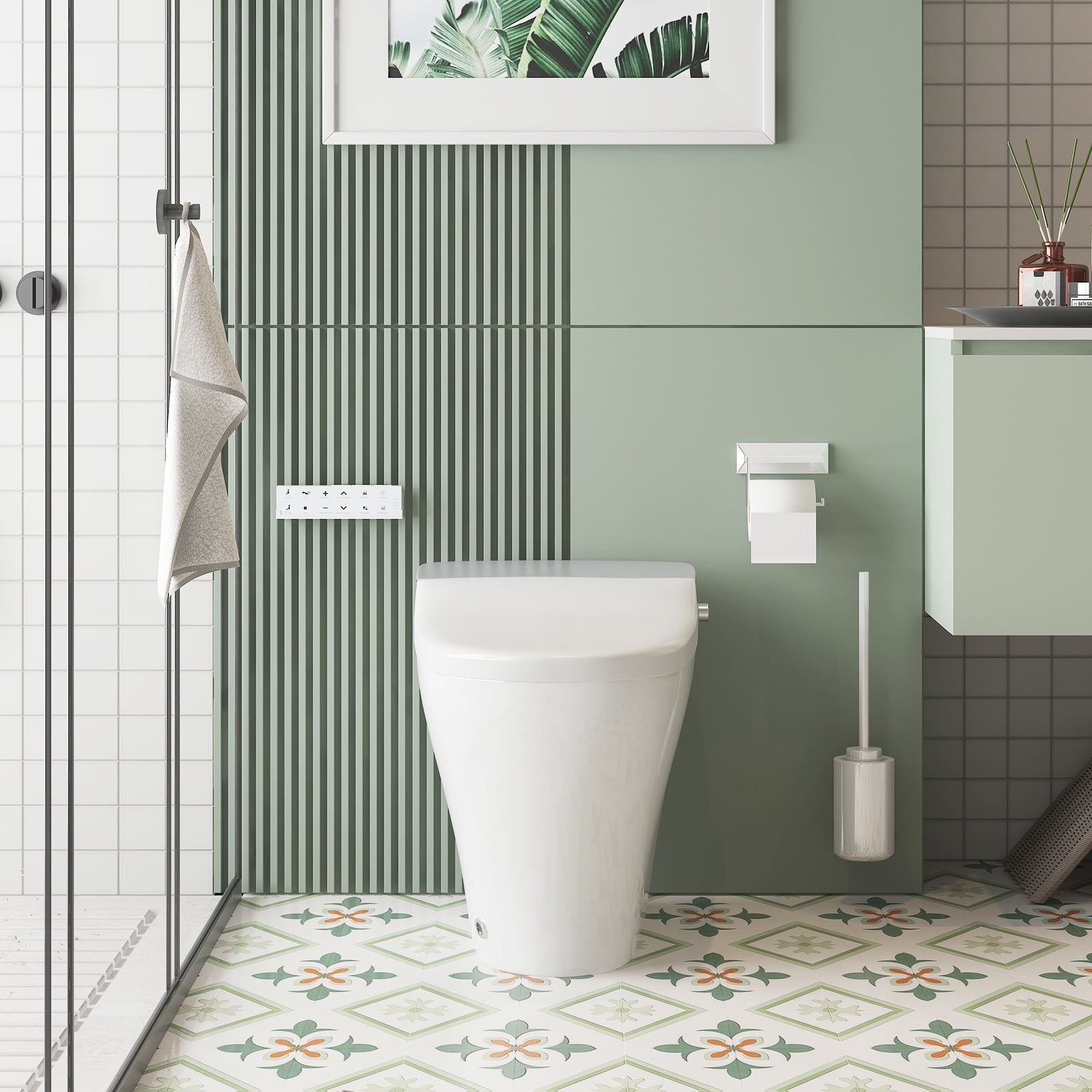 MUZZ Smart Toilet Bowl,Foot Sensing Flush Bidet Toilet Tushy Bidets