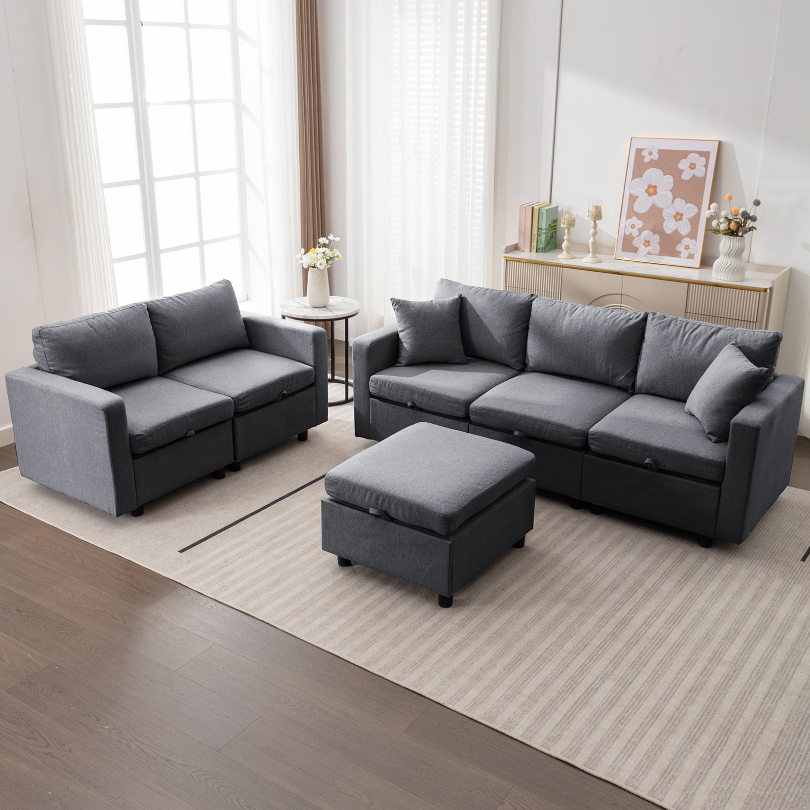 MUZZ Soft Couches Set for Living Room,3 Piece Sectional Sofa Couch with