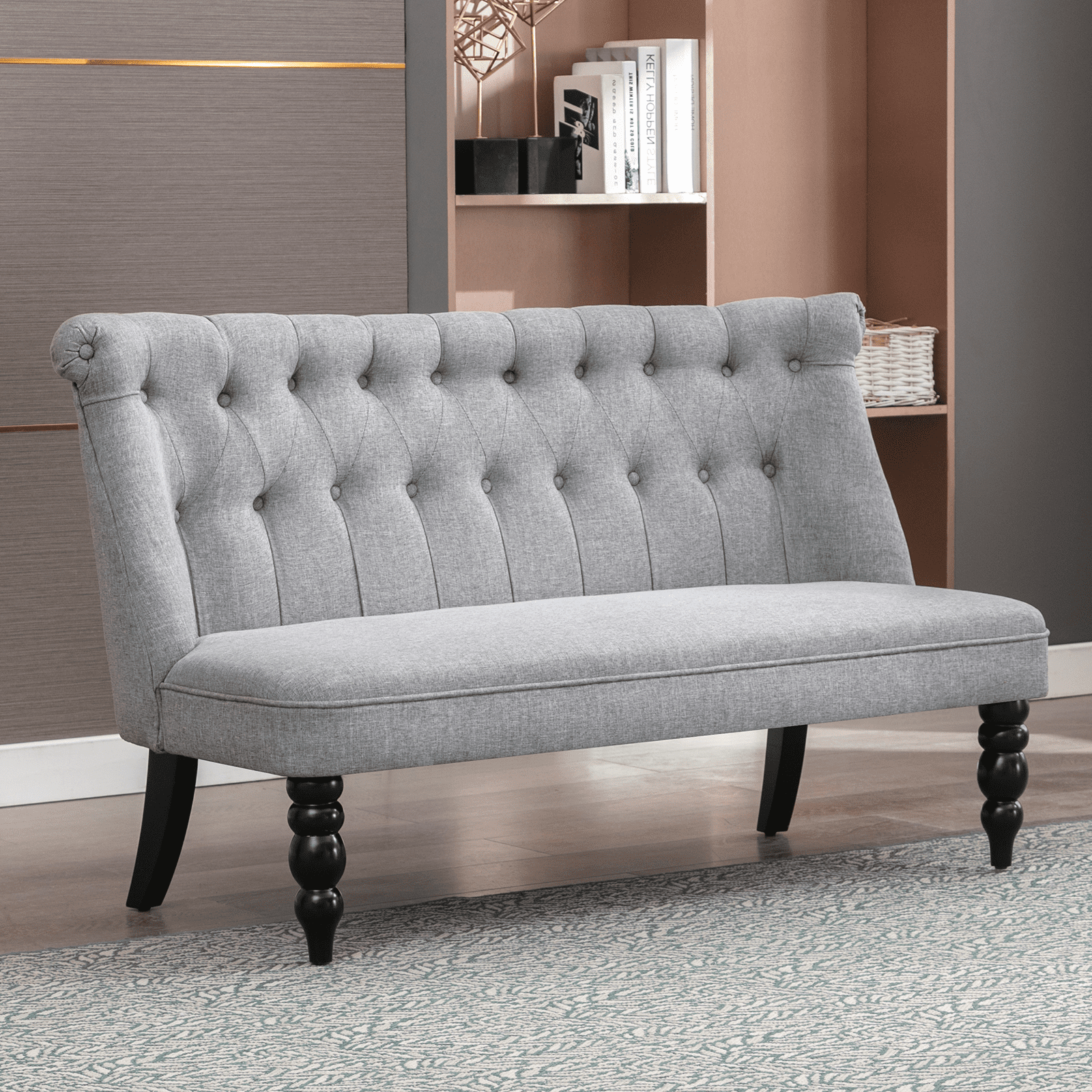 MUZZ Upholstered Loveseat Sofa with Button Tufted Backrest,Retro