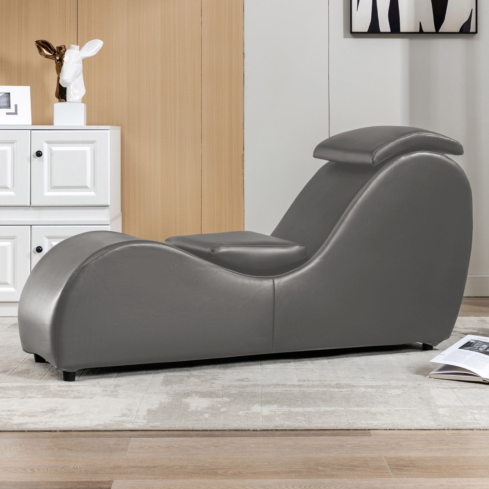 MUZZ Yoga Chair Curved Yoga Chaise Lounge for Adults Stretching Exercising Relaxing Chaise Lounge Chair with Adjustable Mats for Living Room Apartment
