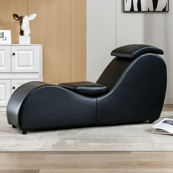 MUZZ Yoga Chair,Curved Yoga Chaise Lounge for Adults Stretching Exercising Relaxing,Chaise Lounge Chair with Adjustable Mats for Living Room Apartment Indoor(Black)