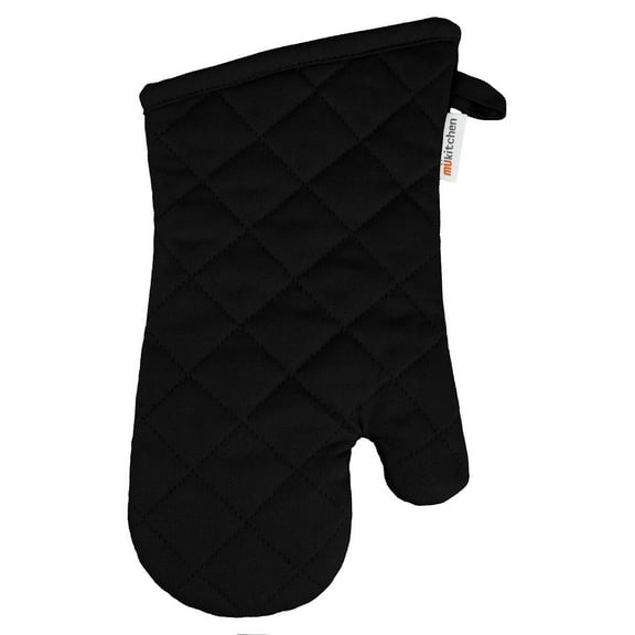 MUkitchen 100% Cotton, Terry-Lined Oven Mitt, 13-Inches, Onyx