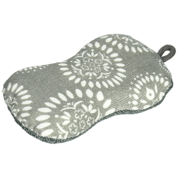 MUkitchen Durable Microfiber Sponge with Scubber, Medallion Gray