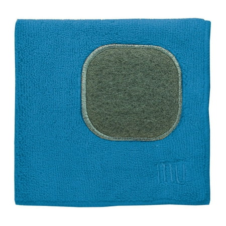 MUkitchen Microfiber Dishcloth With Built-In Scrubber, 12 by 12-Inches, Blueberry