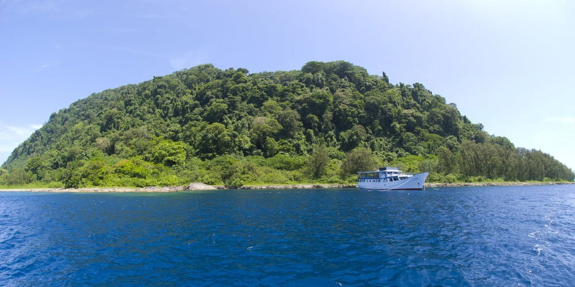 MV Spirit of Solomons moored in front of Mary Island Solomons Canvas Art - Steve JonesStocktrek Images (20 x 10)