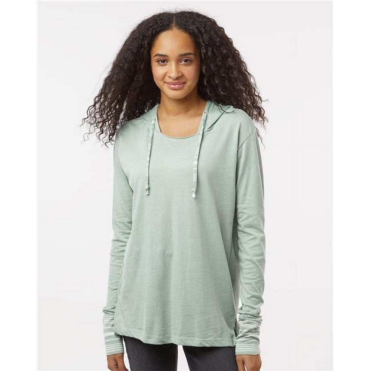 MV Sport B16552253 Women Heathered Jersey Hooded Tunic TShirt, Sto ash