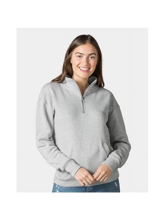 B16652104 Women Cloud Fleece Quarter-Zip Sweatshirt, Navy - Medium