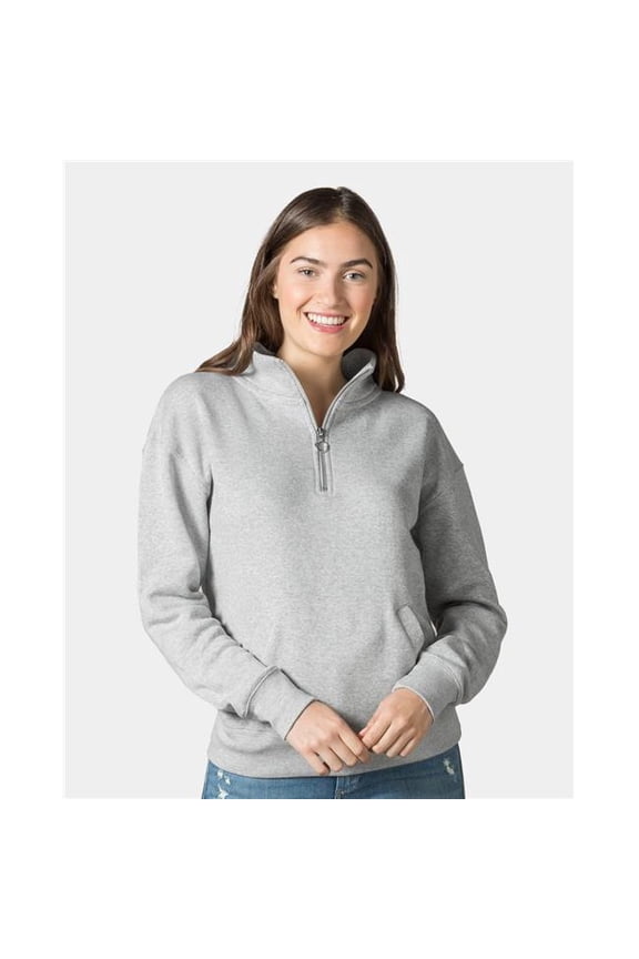 B16652106 Women Cloud Fleece Quarter-Zip Sweatshirt, Navy - Extra Large