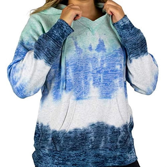 MV Sport Ombre Sweatshirt - Womens Tie Dye Sweatshirt - Tie Dye Hoodie Women (Blue Horizon, Medium)