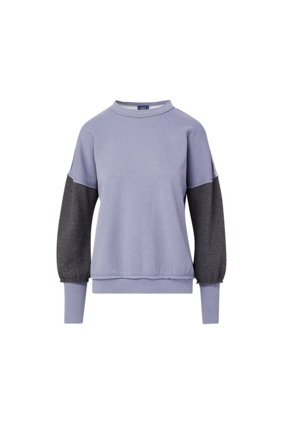 W23109 Genevieve Raw Edge Crew-Stonewash - 738-2XL