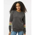 thumbnail image 1 of MV Sport W23152 Women's Striped Sleeves Crewneck Sweatshirt-Charcoal-M, 1 of 6