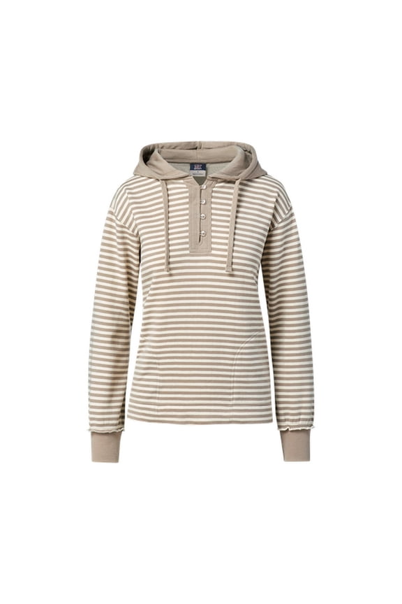 W24128 Alina Henley Hood-Atmosphere/Ecru Stripe - 270-2XL