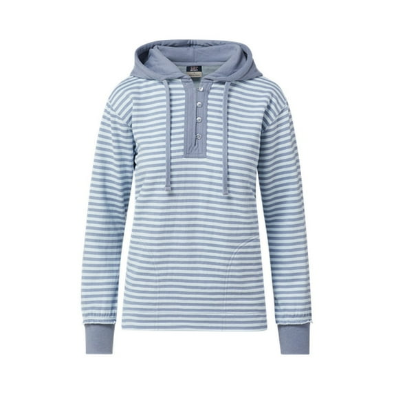MV Sport W24128 Alina Henley Hood-Stonewash/Arctic Blue Stripe - 738-L