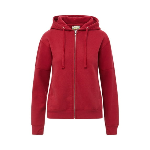 MV Sport W25165 Vintage Fleece Ladies Full Zip-Crimson - 019-S