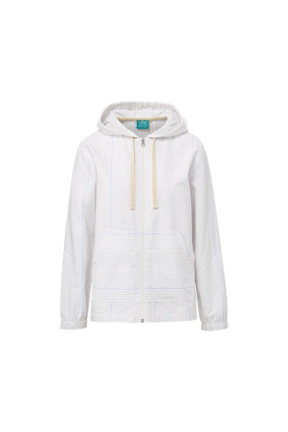 W25605 Mood & Vibe Ladies Poplin Jacket-White/Multi Stripe - WHM-M