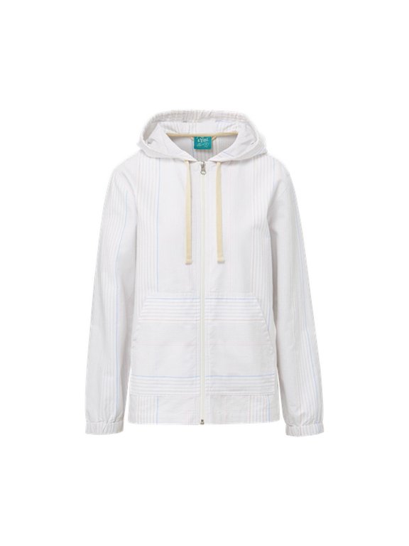 W25605 Mood & Vibe Ladies Poplin Jacket-White/Multi Stripe - WHM-XL