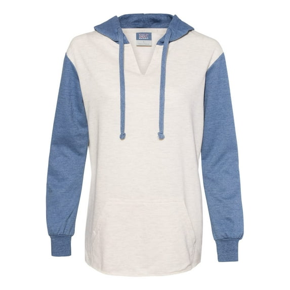 MV Sport Women’s French Terry Hooded Pullover with Colorblocked Sleeves Size up to 2XL