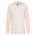 thumbnail image 1 of MV Sport Women’s French Terry Hooded Pullover with Colorblocked Sleeves, 1 of 3