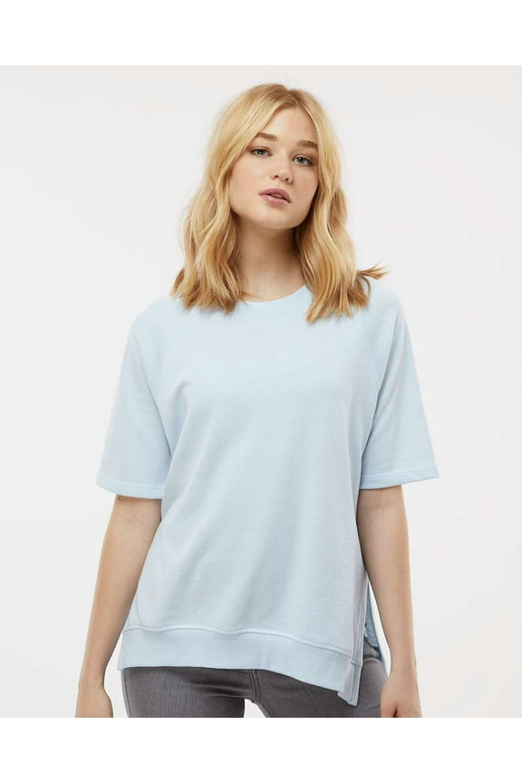 Women�'s French Terry Short Sleeve Crewneck Pullover