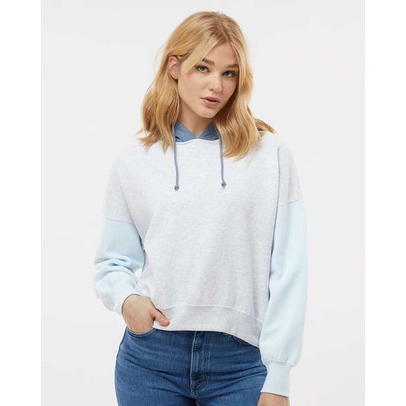 MV Sport - Women's Sueded Fleece Colorblocked Crop Hooded Sweatshirt - W23716
