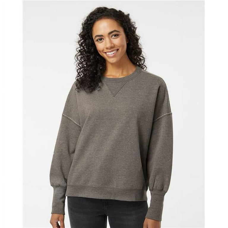MV Sport - Women's Sueded Fleece Crewneck Sweatshirt - W22712 - Charcoal -  Size: XL 