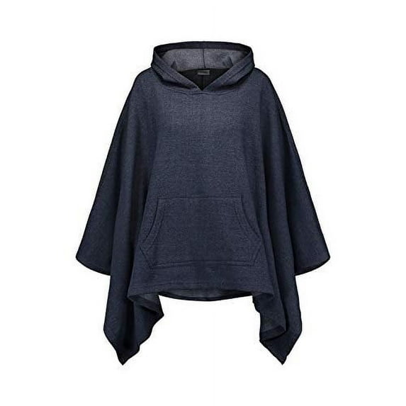 MV Sport Womens Sweatshirt Blanket Navy Heather One Size Poncho Hoodie Pullover