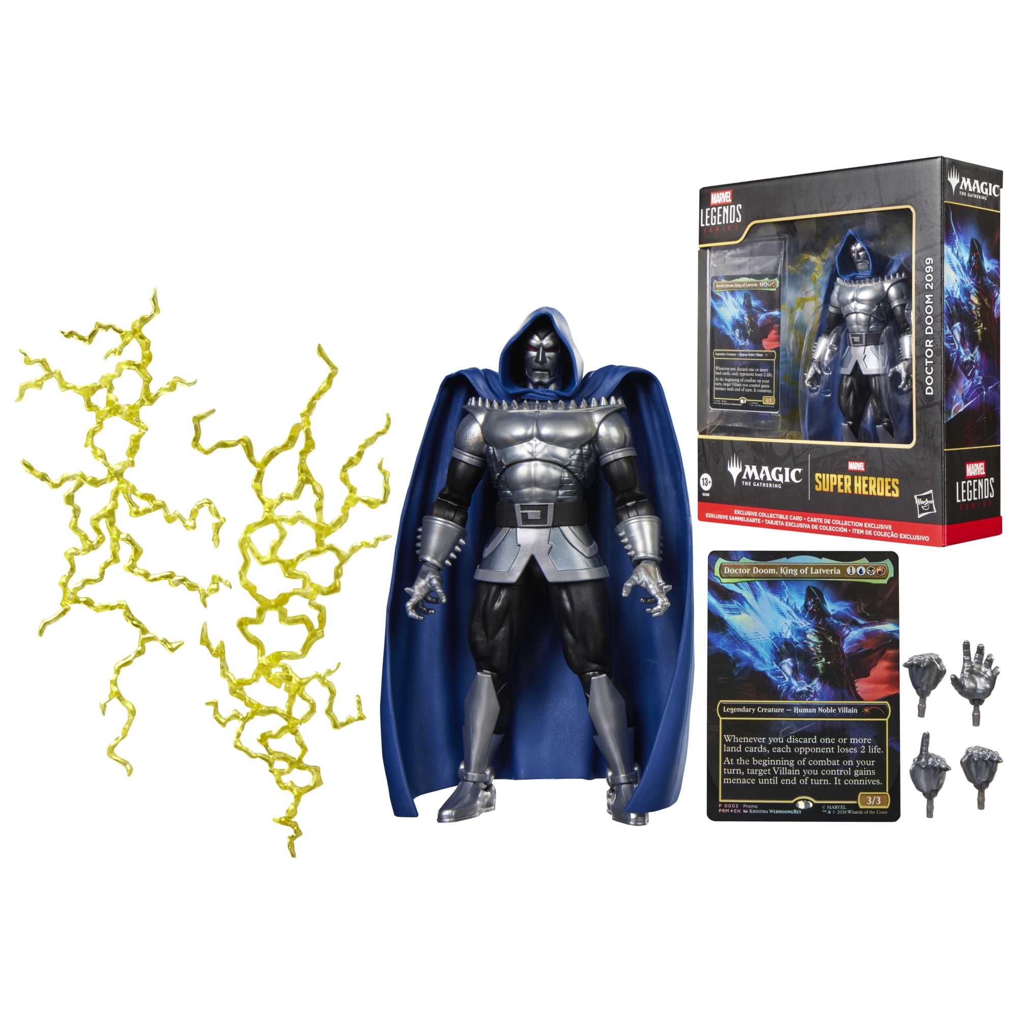 Marvel Legends Series Marvel Super Heroes Magic: The Gathering Doctor Doom 2099, 6" Action Figure plus Exclusive Foil Trading Card