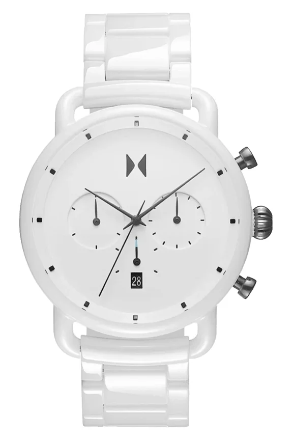 28000234 Blacktop II White Chronograph Dial Ceramic Bracelet Mens Watch