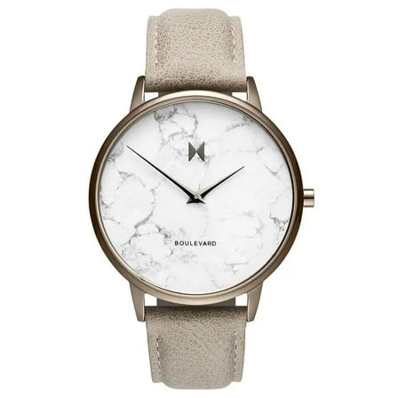 MVMT Boulevard Crescent Marble Stainless Steel Women's Watch with Leather Band, 38mm