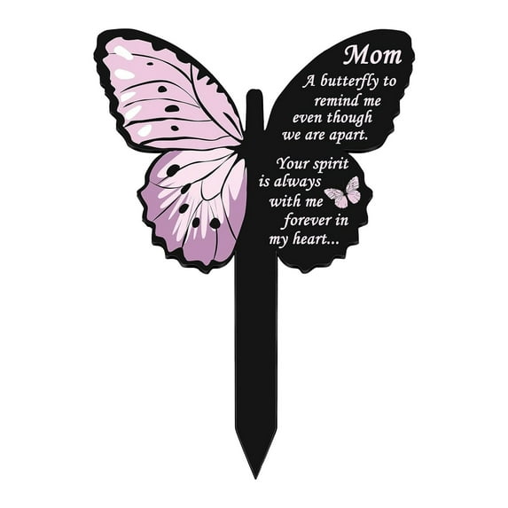 MVNSFEW Ground Lights Solar Powe Butterfly Memorial Stakes Cemetery Decorations for Memorial Stakes New Sympathy Memorial Plaque for Outdoor Decorations for Garde