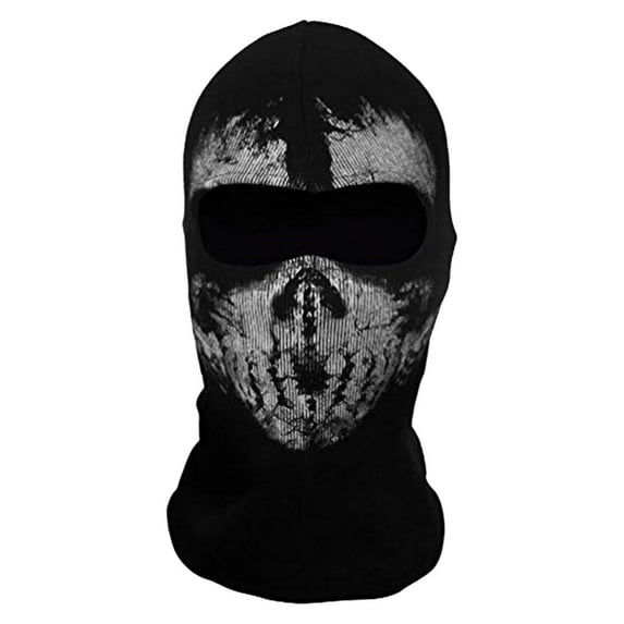 MVNSFEW Unisex Ghost Print Stocking Mask Good for War Game Black Ghosts Skull Full Face Mask